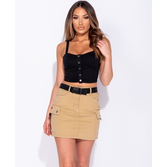 Black Denim Button Up Crop Top - Picture 5 of 9